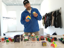 Prof. Arłukowicz with his rubic cubes