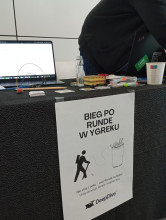 Deep Dive's station with a poster for a field game