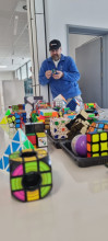 Prof. Arłukowicz with his rubic cubes