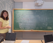 Dr. Hanna Furmańczyk by the blackboard